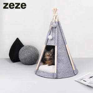 Wool Texture Semi-enclosed Cat Bed Tent